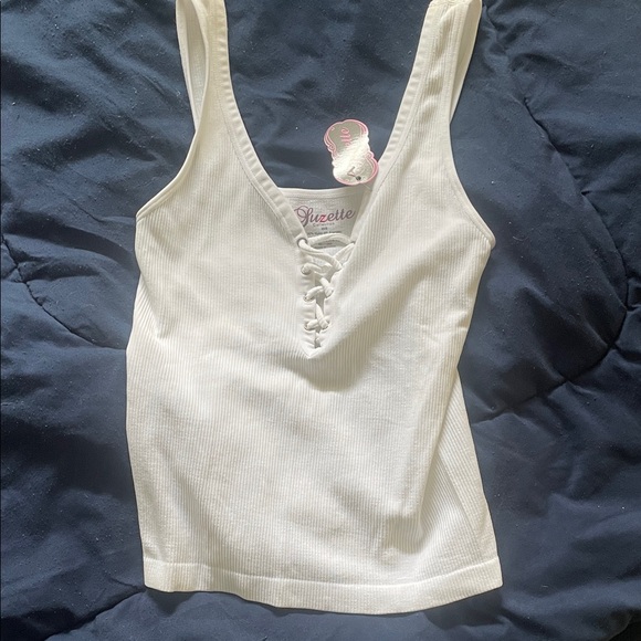 Suzette Women's White Lace-Up Tank Top - Picture 1 of 3
